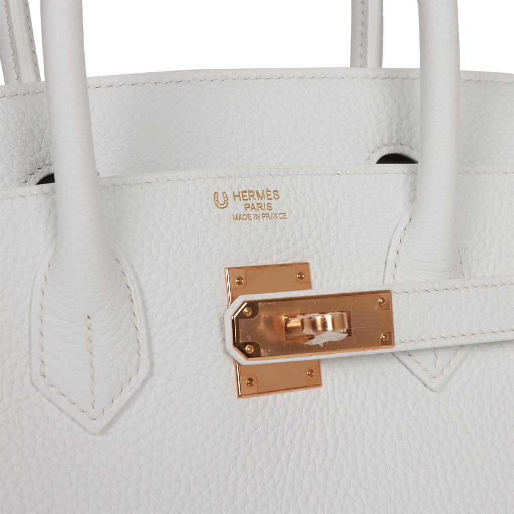 Hermes HSS White and Black Clemence Birkin 25 Brushed Gold Hardware –  Madison Avenue Couture