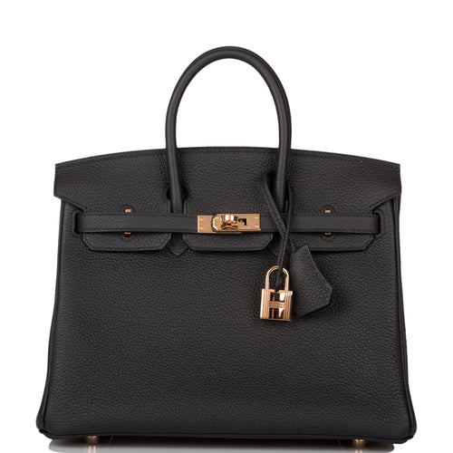 Hermes Birkin 25 Black Togo Rose Gold Hardware