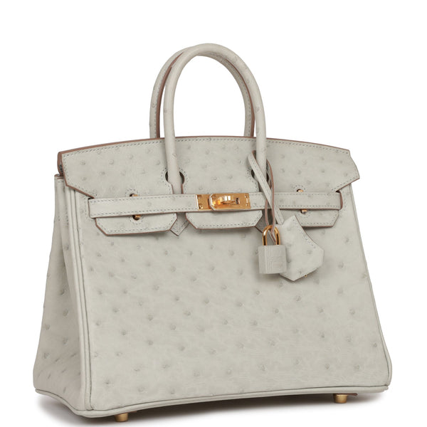 Hermes Birkin 25 Gris Perle Ostrich Gold Hardware – Madison Avenue Couture