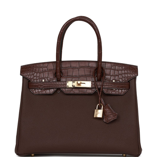 Hermes Birkin 30 Rouge Sellier Matte Alligator and Togo Touch Gold Hardware