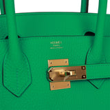 Hermes Birkin 30 Menthe Clemence Gold Hardware