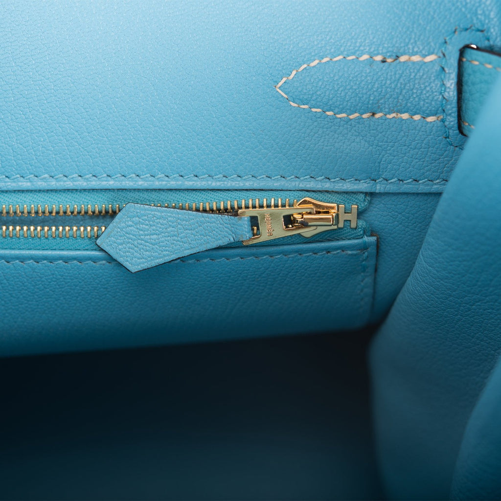 Hermes Birkin bag 30 Blue atoll Togo leather Gold hardware