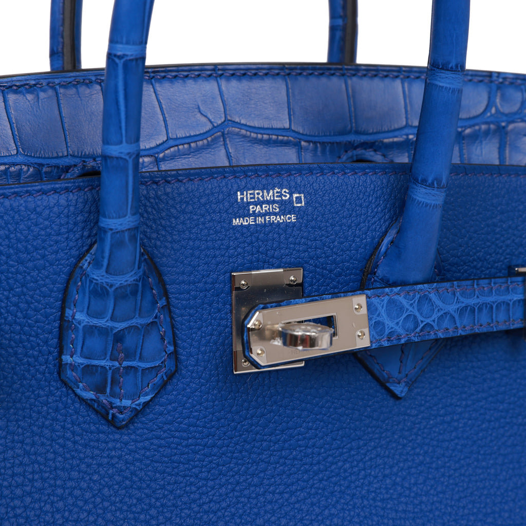 Hermes Birkin 25 Touch Bleu France Togo/Varanus Niloticus Lizard Handbag  2022