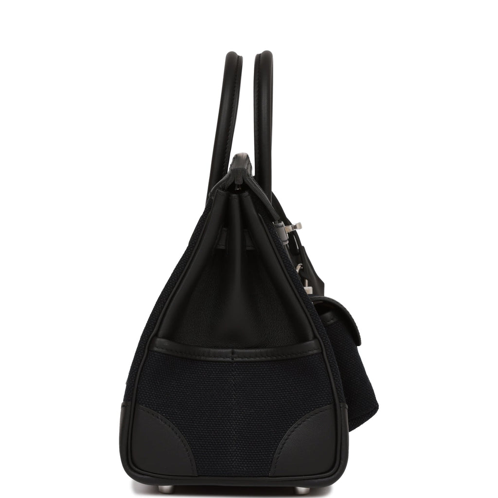 Hermès Cargo Birkin 25 Black Swift and Toile Canvas with Palladium Hardware  Bag