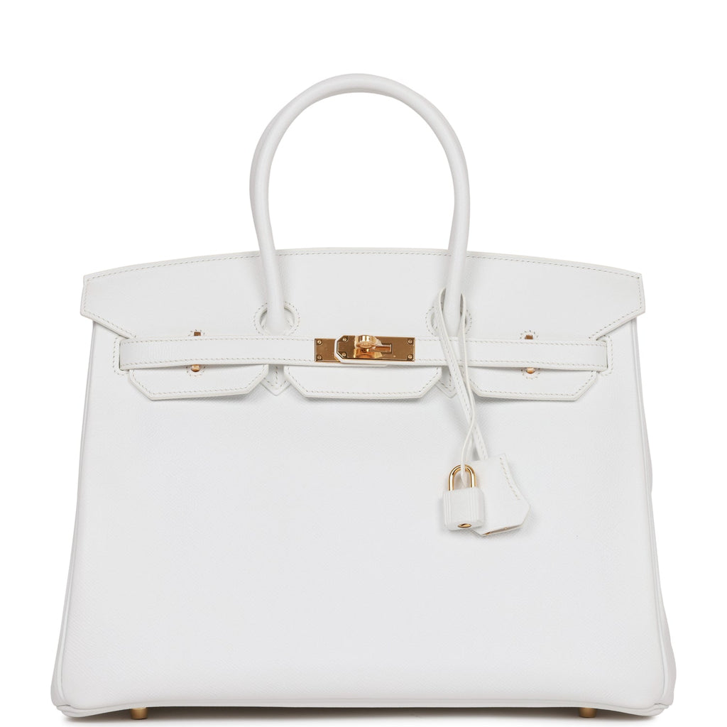 Hermes 35cm White Epsom Leather Birkin Bag with Gold Hardware –  Harrington's Auctions