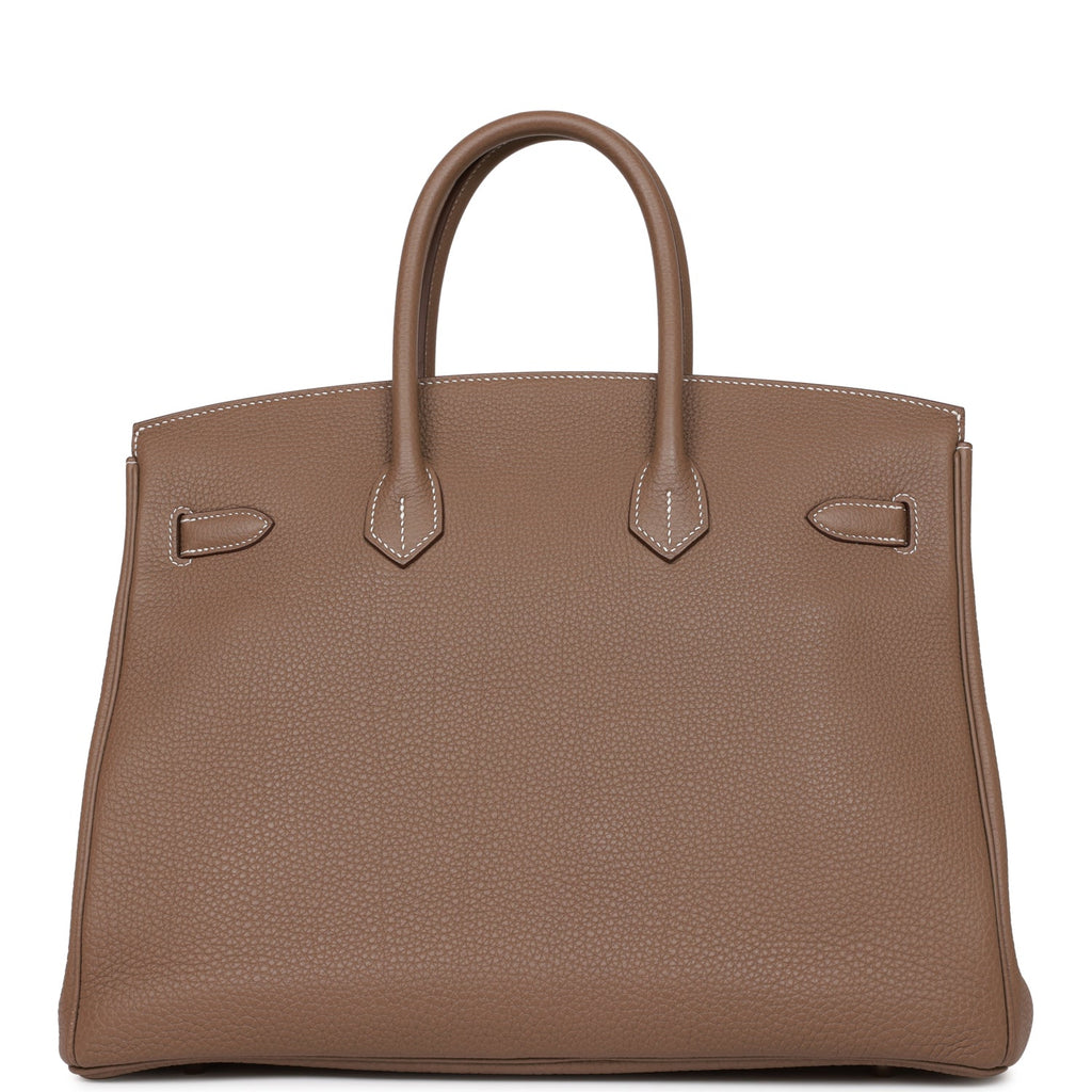 Hermes 29cm Bi-Color Etain/Etoupe Swift Perforated Leather Palladium Plated  Berline Bag - Yoogi's Closet