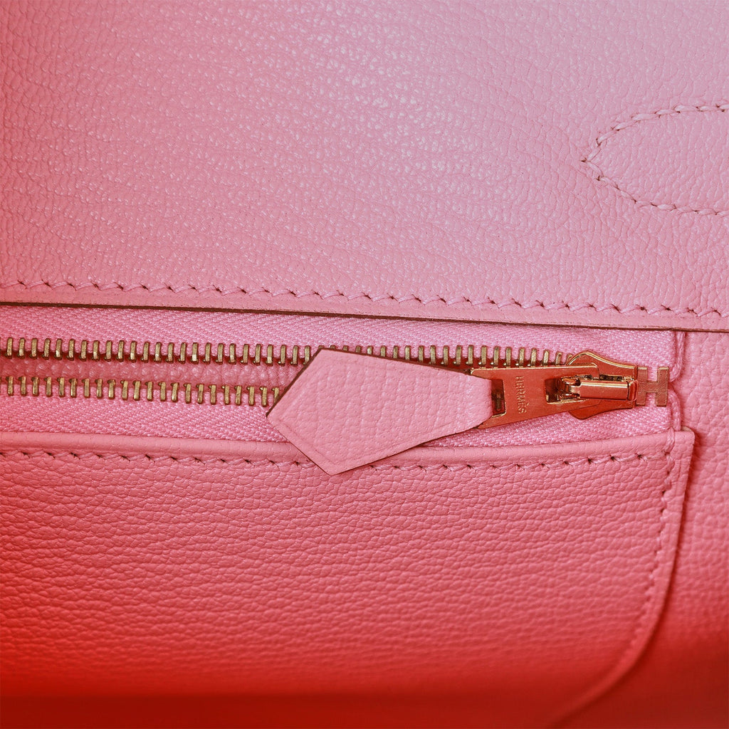 Hermès Birkin 30cm Chevre Goatskin 3Q Rose Sakura/E5 Rose Tyrien Bi-color  Gold Hardware