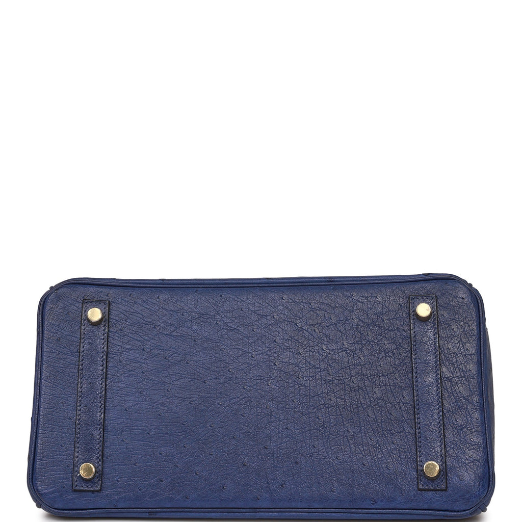 Hermès Ostrich Birkin 30 - Blue Handle Bags, Handbags - HER530629
