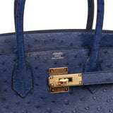 Hermès Bleu Indigo Birkin 30cm of Ostrich with Palladium Hardware, Handbags  & Accessories Online, Ecommerce Retail