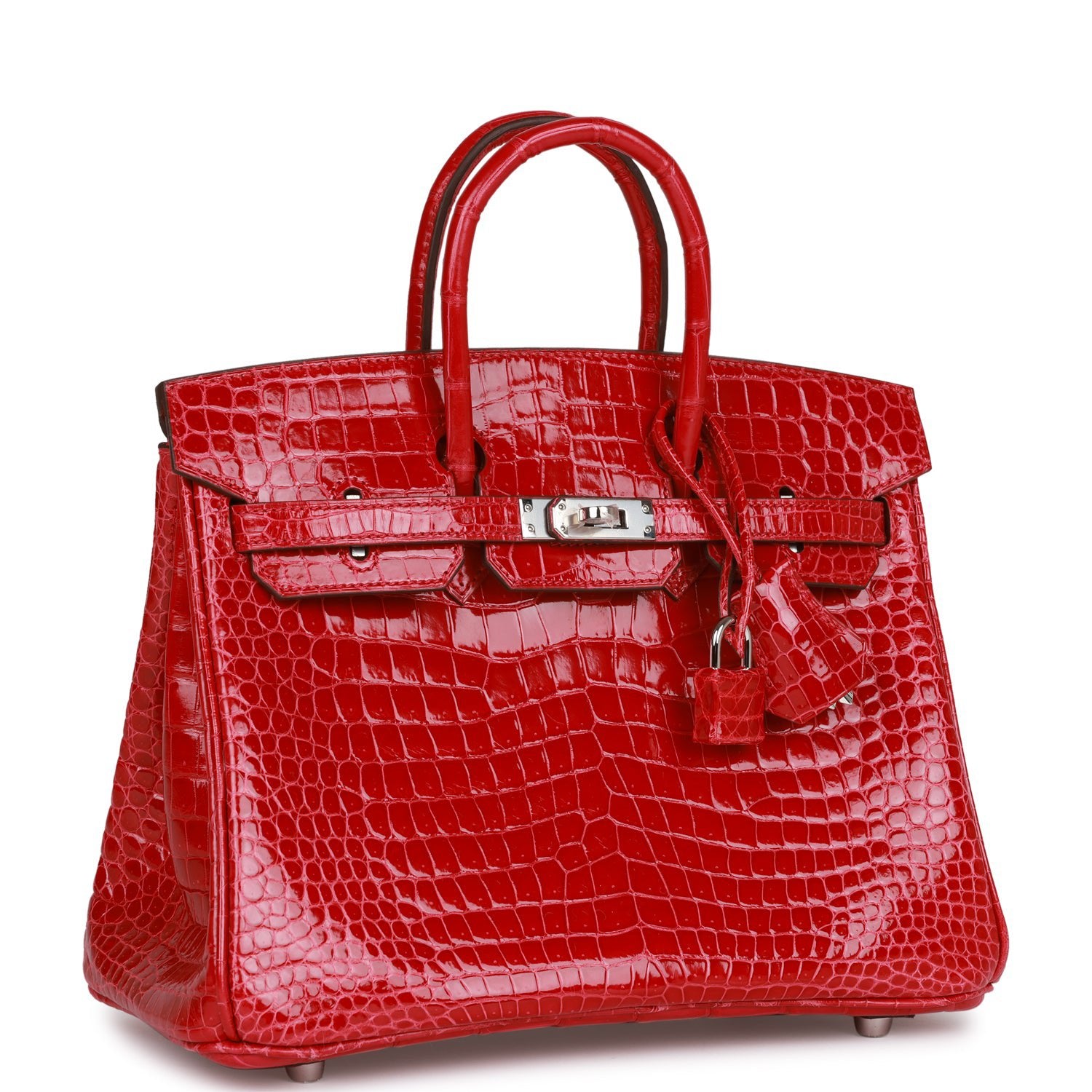 Hermes HSS Birkin 25 Braise Shiny Porosus Crocodile Palladium Hardware