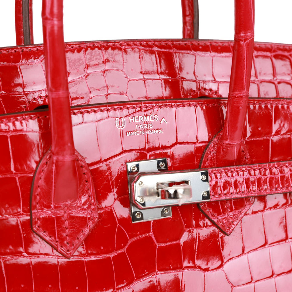 Hermes Braise Red POROSUS Crocodile Birkin 25 Handbag - MAISON de LUXE
