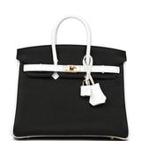 Hermes Special Order (HSS) Birkin 25 Black and White Clemence Gold Hardware