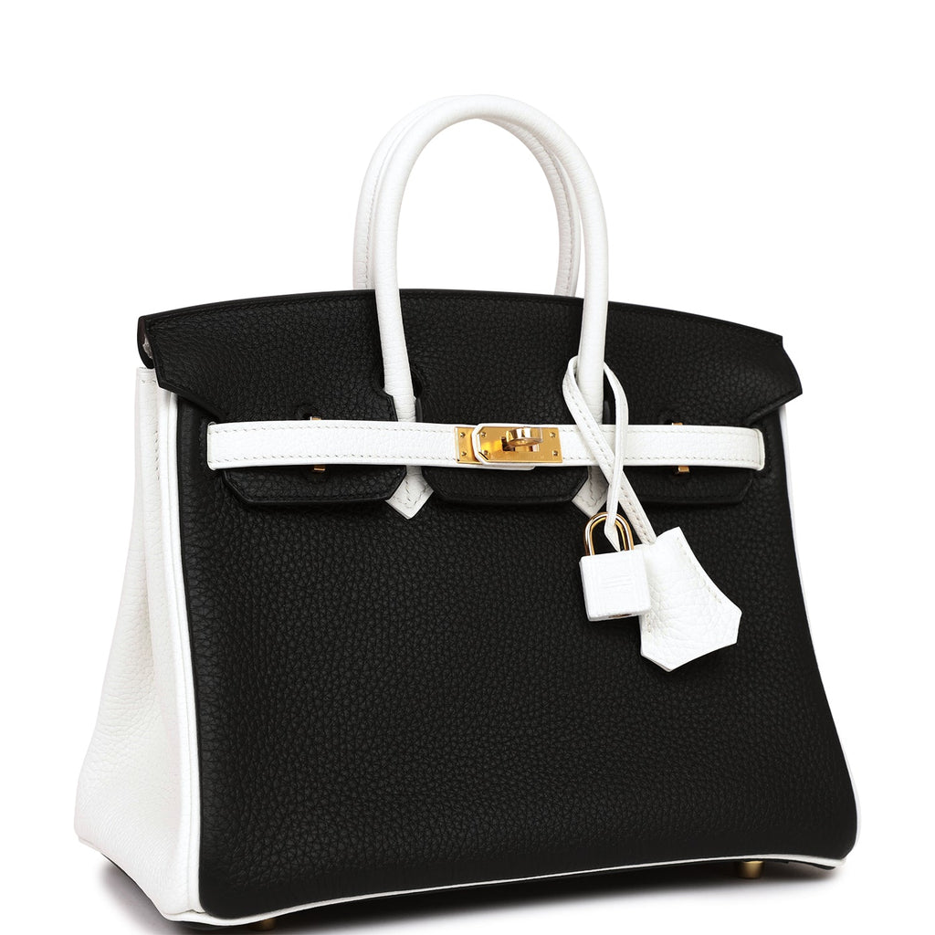 Hermes Special Order (HSS) Birkin 25 Black and White Clemence Gold