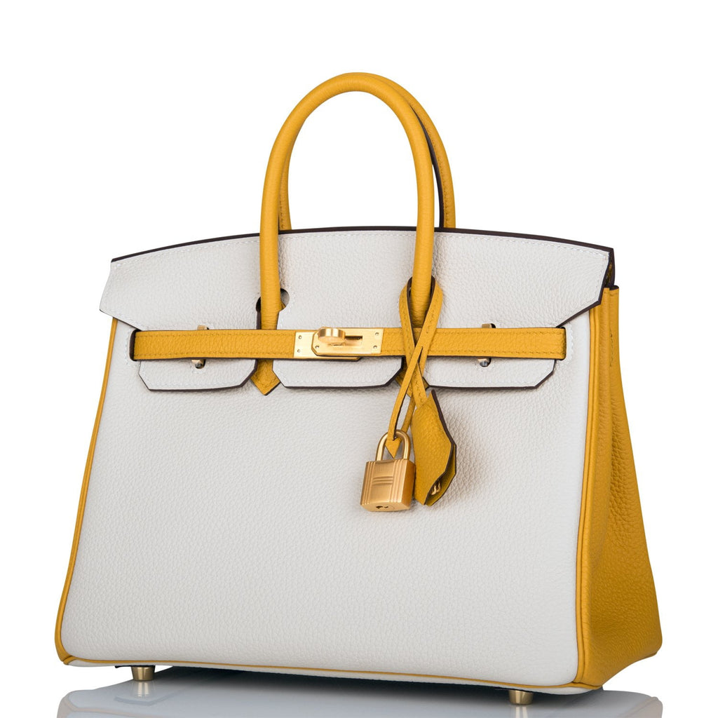 Hermes Special Order (HSS) Birkin Sellier 25 Craie and Black Epsom Gold Hardware Ivory/Black Madison Avenue Couture