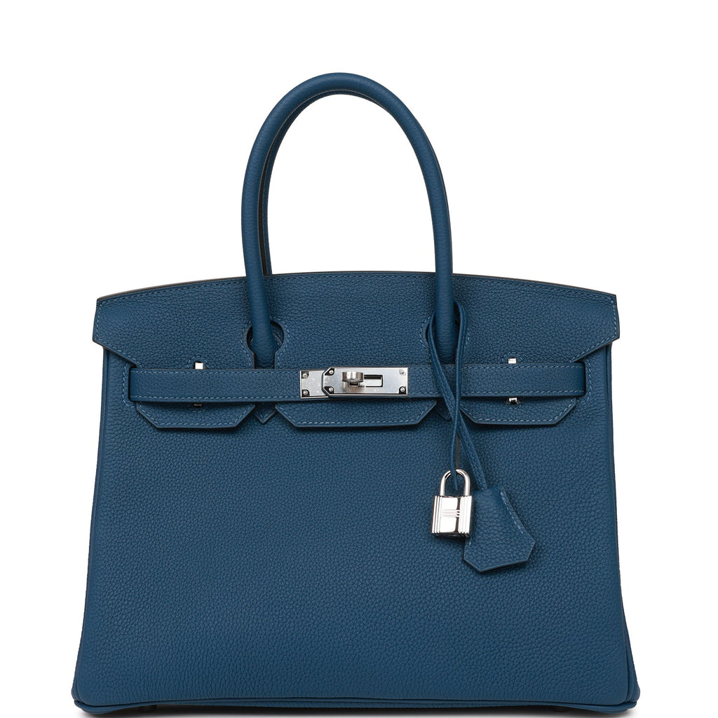 Hermes Birkin Handbag Deep Blue Togo with Palladium Hardware 30