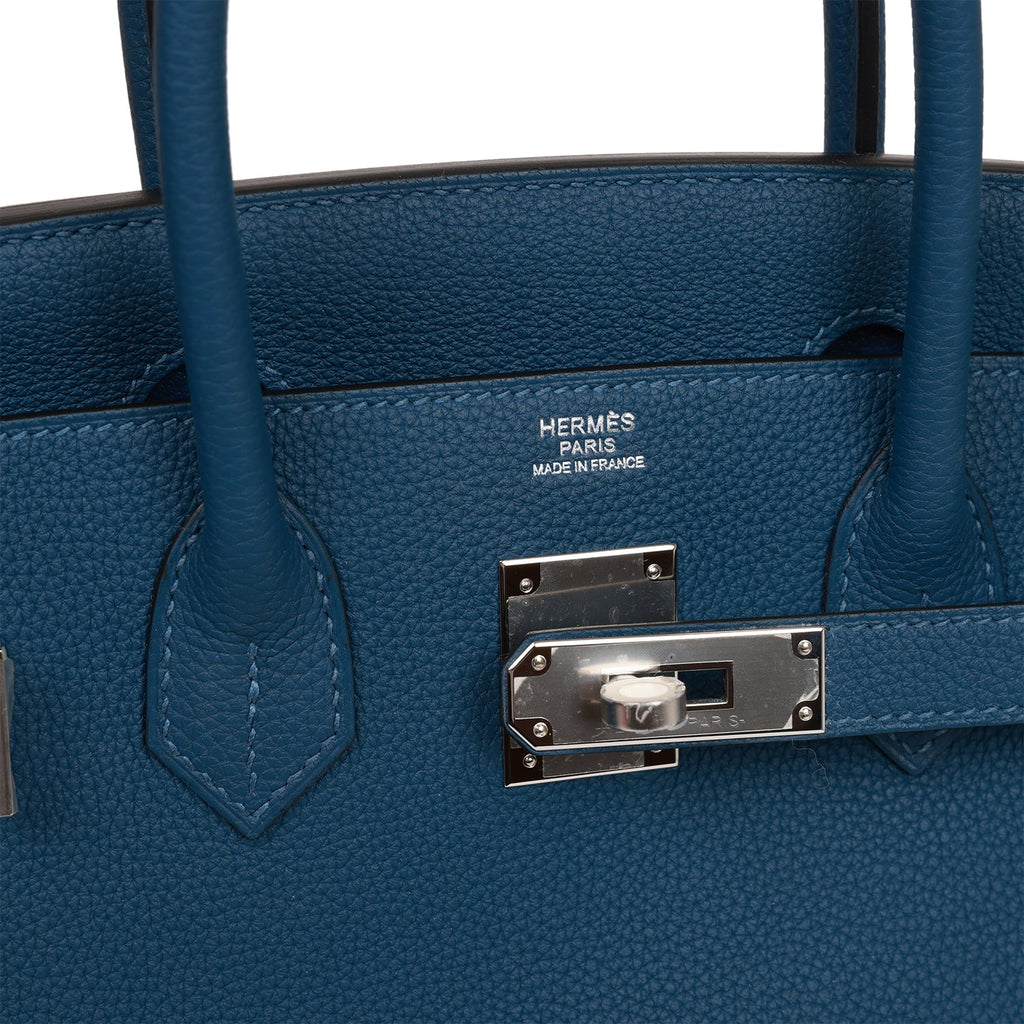 Hermès Birkin 30 In Vert Amande Togo Leather With Palladium Hardware in  Blue