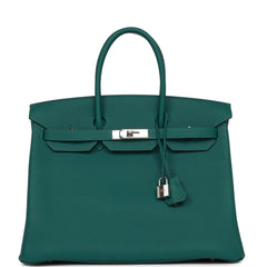 Hermes Birkin 30 Bag Malachite Emerald Toned Clemence Palladium