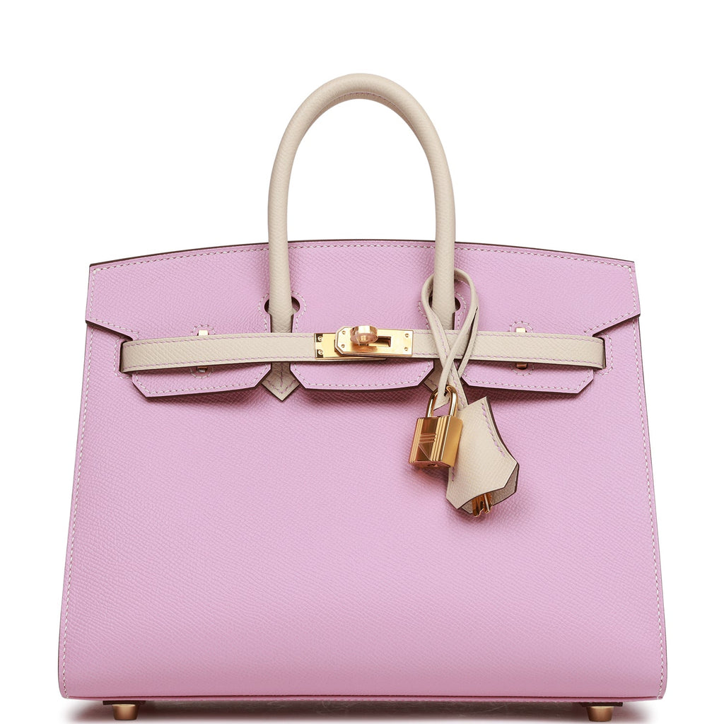 Hermes Craie/Gold/Mauve Sylvestre Milo Lambskin and Swift Leather