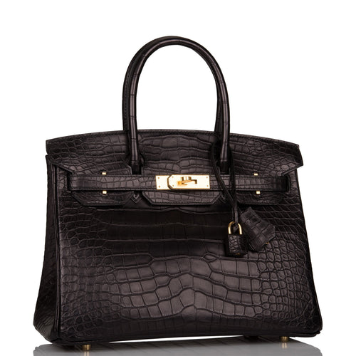 Hermes Birkin 30 Black Matte Alligator Gold Hardware