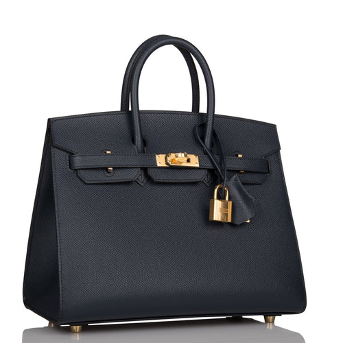 Hermes Birkin Sellier 25 Bleu Indigo Epsom Gold Hardware