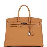 Pre-owned Hermes Birkin 35 Sable Togo Palladium Hardware