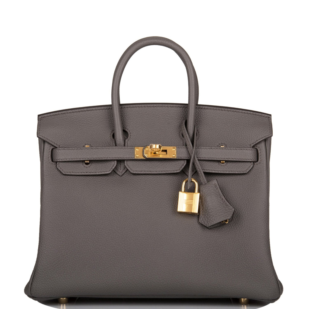 Hermes Birkin bag 25 Etain Togo leather Gold hardware