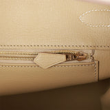 Pre-owned Hermes Special Order (HSS) Birkin 35 Craie and Trench Clemence Brushed Gold Hardware