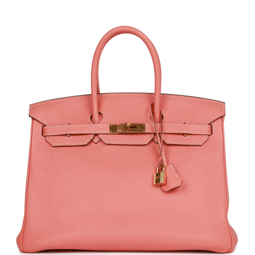 Pre-owned Hermes Birkin 35 Crevette Togo Gold Hardware