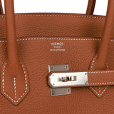 Auth Hermès Birkin 35 Bag Veau Togo Gold/Ambre full set w/ Box, Bag, Receipt