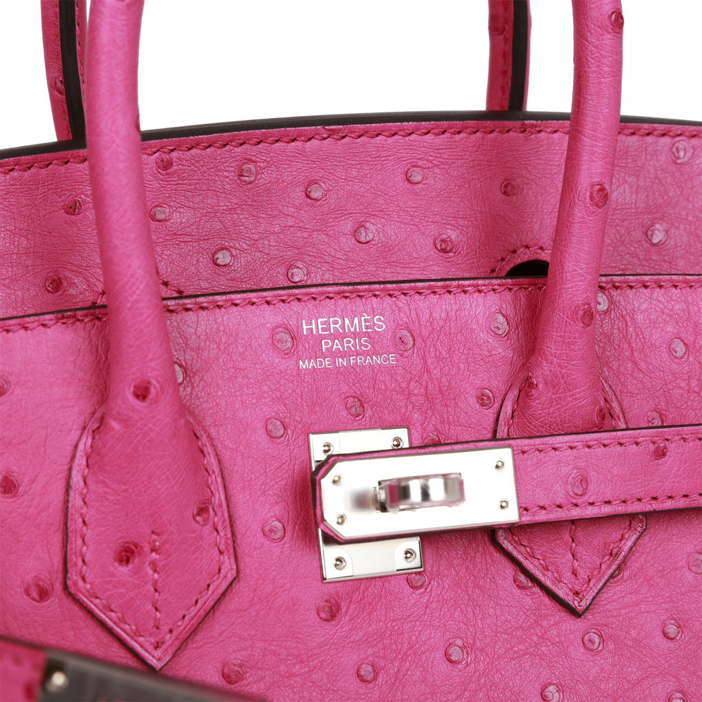 Hermes Birkin Sellier 25 Rose Pourpre Ostrich Palladium Hardware – Madison  Avenue Couture