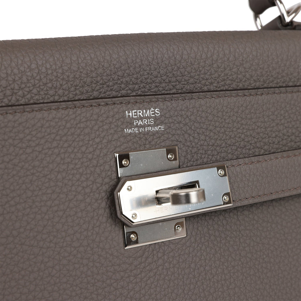 Hermès Kelly 32 Gris Etain Togo Palladium Hardware PHW — The