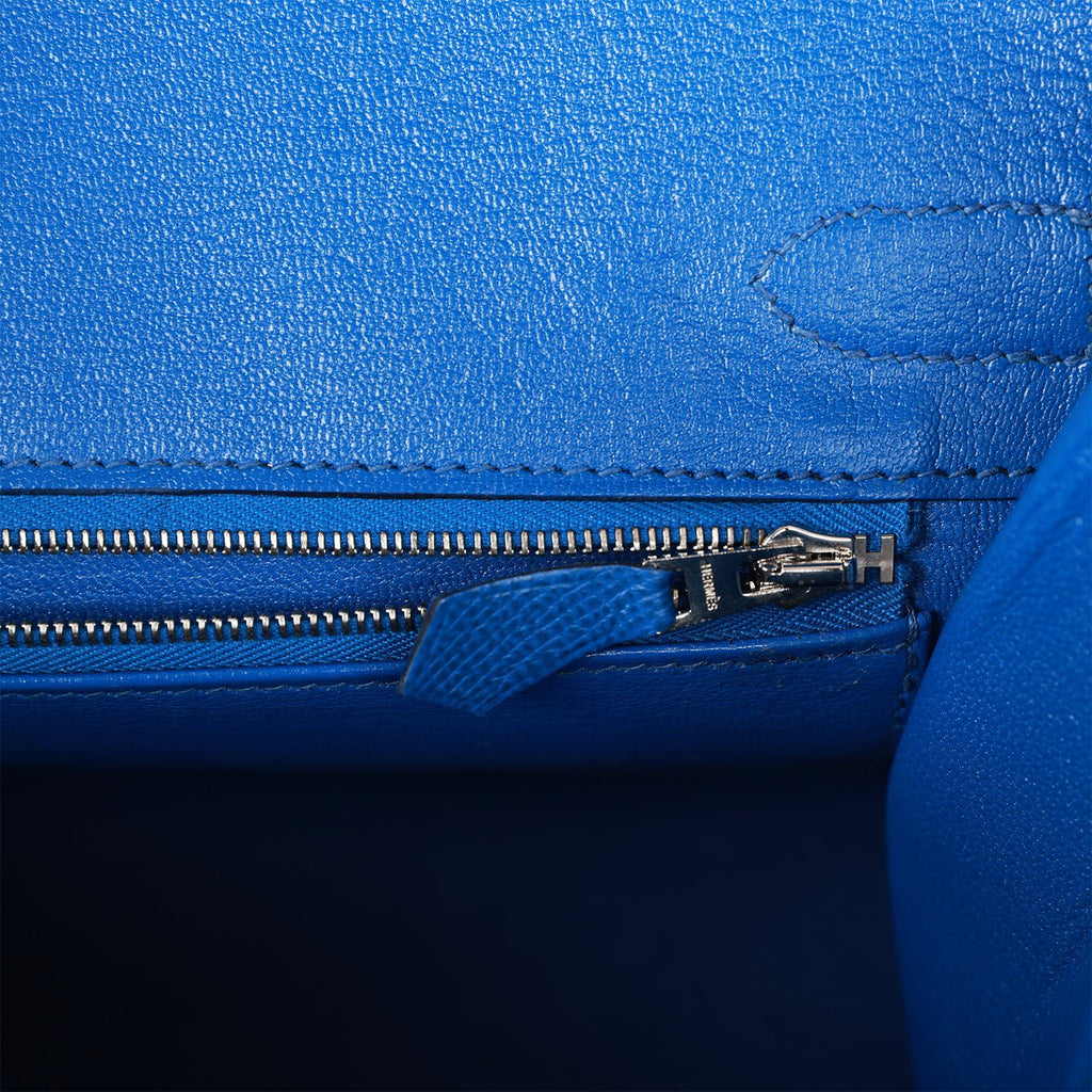 2013 Hermes Blue Lin Epsom Leather Kelly 35cm Sellier at 1stDibs