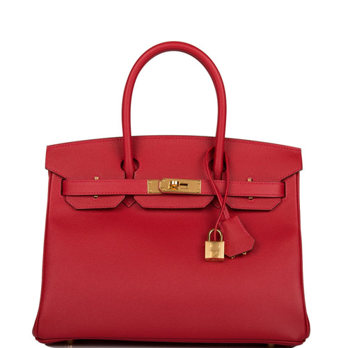 Hermes Birkin 30 Rouge Casaque Epsom Gold Hardware