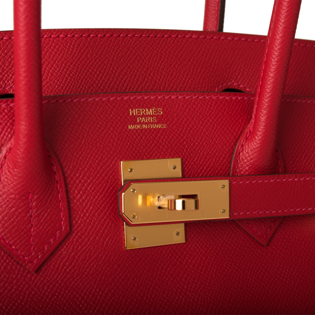 Hermes Birkin 30 Bag Rouge Casaque Epsom Gold Hardware • MIGHTYCHIC • 