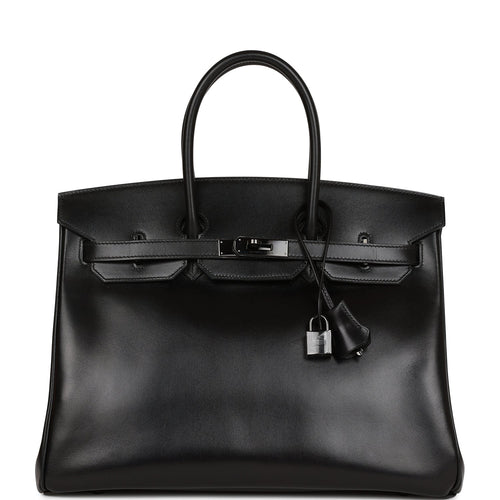 Pre-owned Hermes Birkin 35 SO BLACK Box Black Hardware