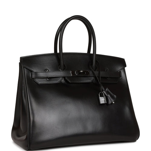 Pre-owned Hermes Birkin 35 SO BLACK Box Black Hardware