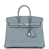 Hermes Birkin 25 Bleu Lin Verso Togo Palladium Hardware