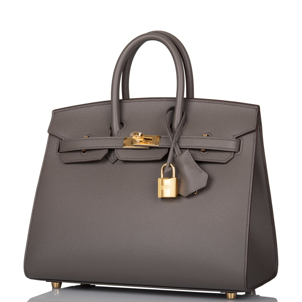 Hermes Birkin Sellier Bag Grey Epsom with Gold Hardware 25 at