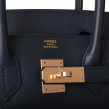 Hermes Birkin 30 Bleu Indigo Epsom Rose Gold Hardware