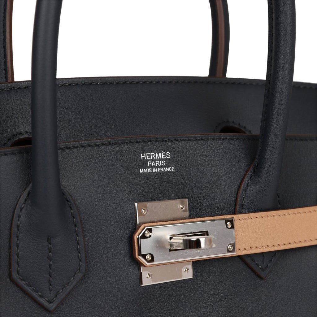 Hermes Birkin Colormatic bag 30 Blue/Black/Chai/Etoupe grey/Gold Swift  leather Silver hardware