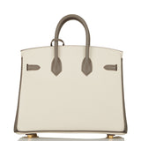 Pre-owned Hermes Special Order (HSS) Birkin 25 Etain and Craie Epsom Gold Hardware