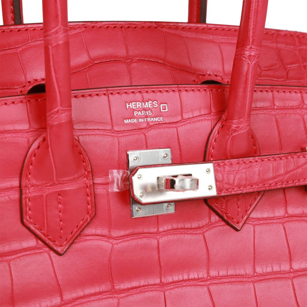 Hermès Birkin 25 Rose Shocking Matte Alligator Palladium Hardware Bag