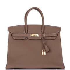 Hermes Birkin 35 Bag Etoupe Gold Hardware Togo Leather Neutral Taupe –  Mightychic