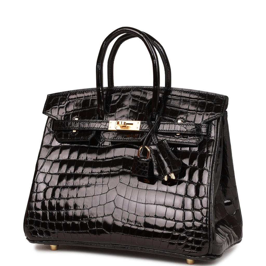 Hermès Birkin 25 Shiny Black Niloticus Crocodile with Palladium Hardwa