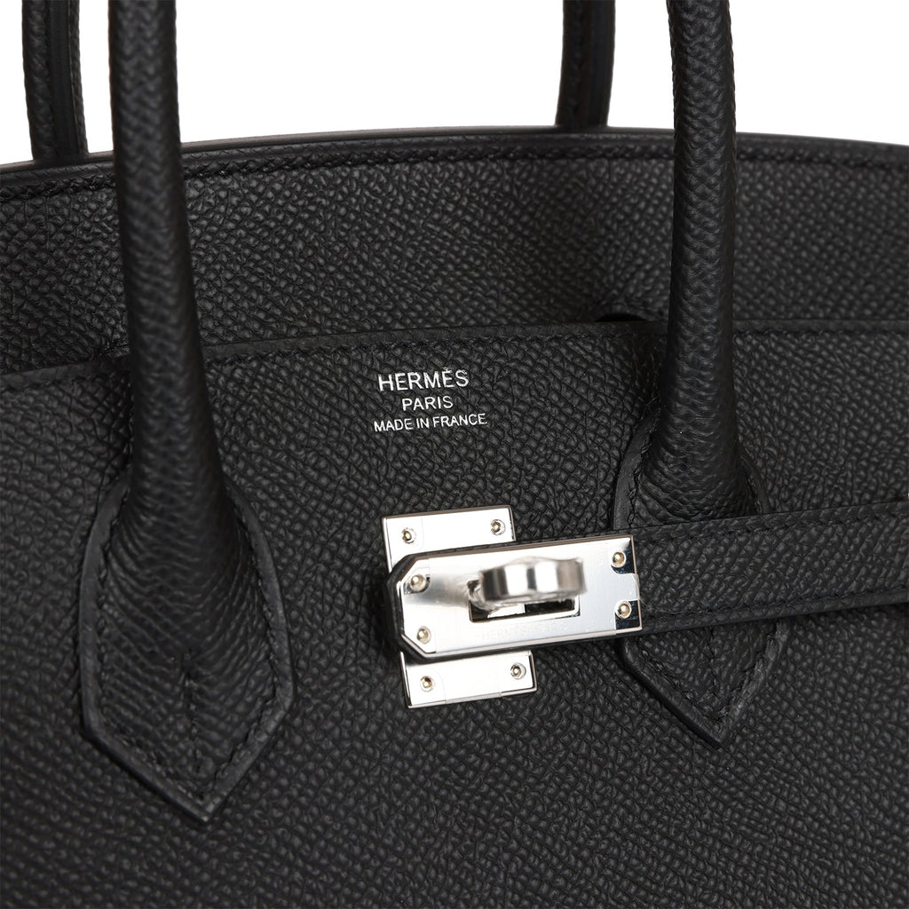 Hermès Birkin 25 Noir (Black) Sellier Epsom Palladium Hardware PHW
