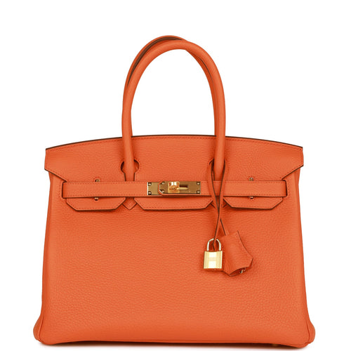 Hermès Exceptional & Rare Hermes Birkin handbag 30 cm in brick box leather,  gold plated metal trim Red ref.246733 - Joli Closet