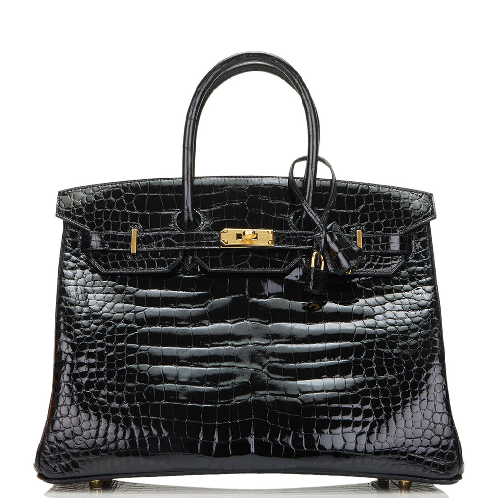 Hermes Black Crocodile Leather Birkin 35 Bag