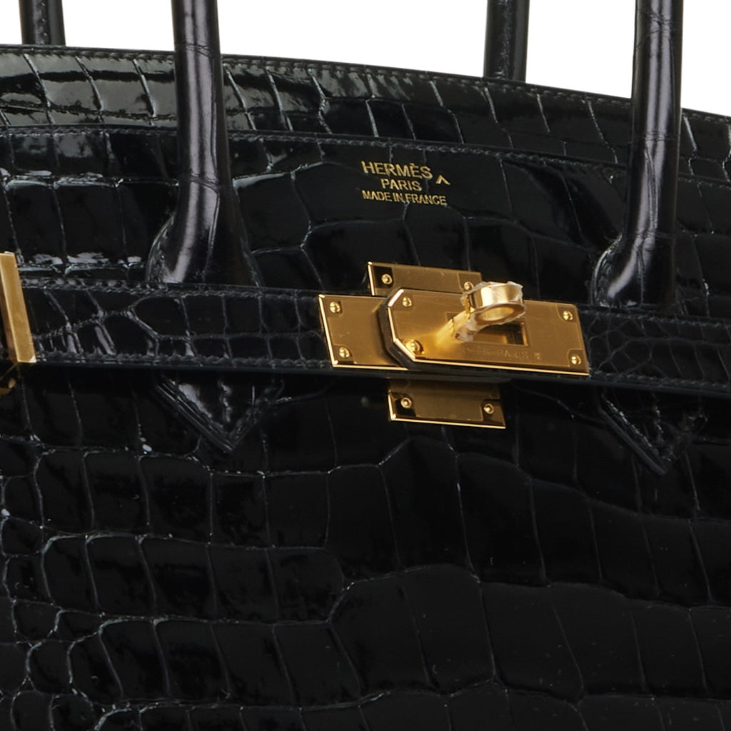 Hermès Birkin 35 crocodile porossus lisse black golden hardware