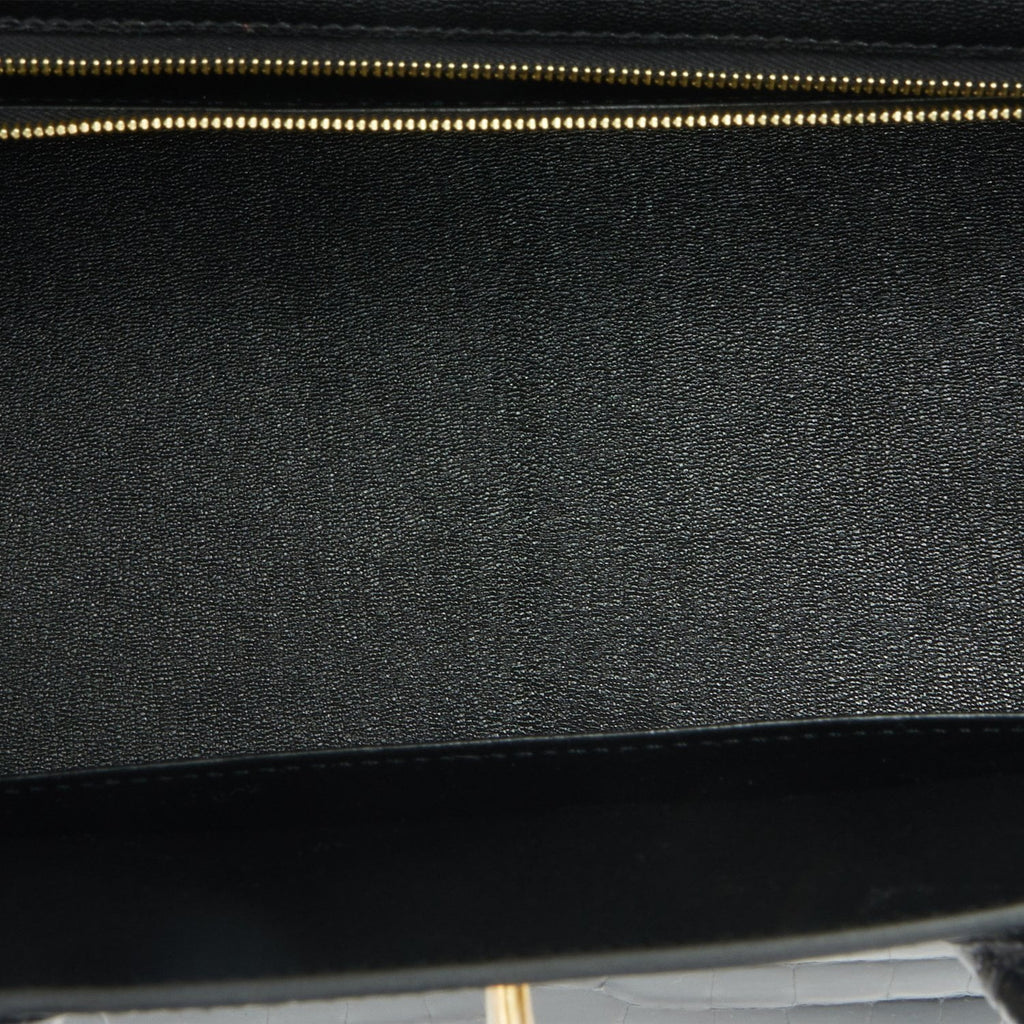 Hermes Birkin 35 Black Shiny Porosus with Palladium Plated Hardware  #TTLR-15 – Luxuy Vintage