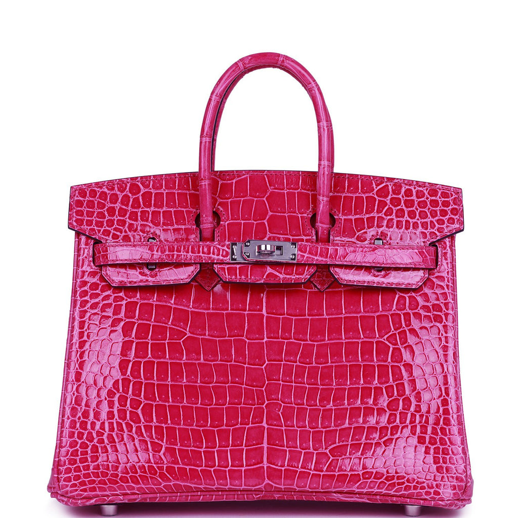 Replica Hermes Birkin 25 Handmade Bag In Red Crocodile Porosus Shiny Skin